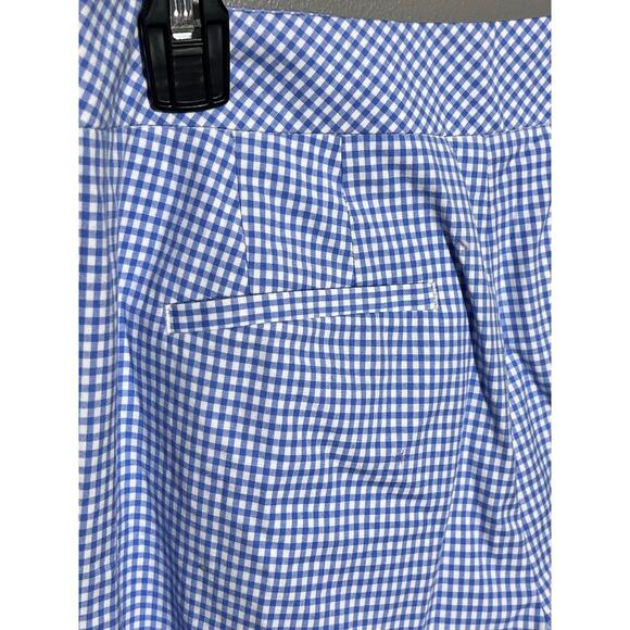 NWT Talbots Ankle Length Gingham Blue White‎ Pants Size 4 Cotton Mix side zipper - Picture 4 of 9